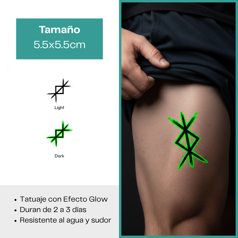 Tatuajes Temporales Luminosos Colección Dark & Góticos | Duran 2–3 días