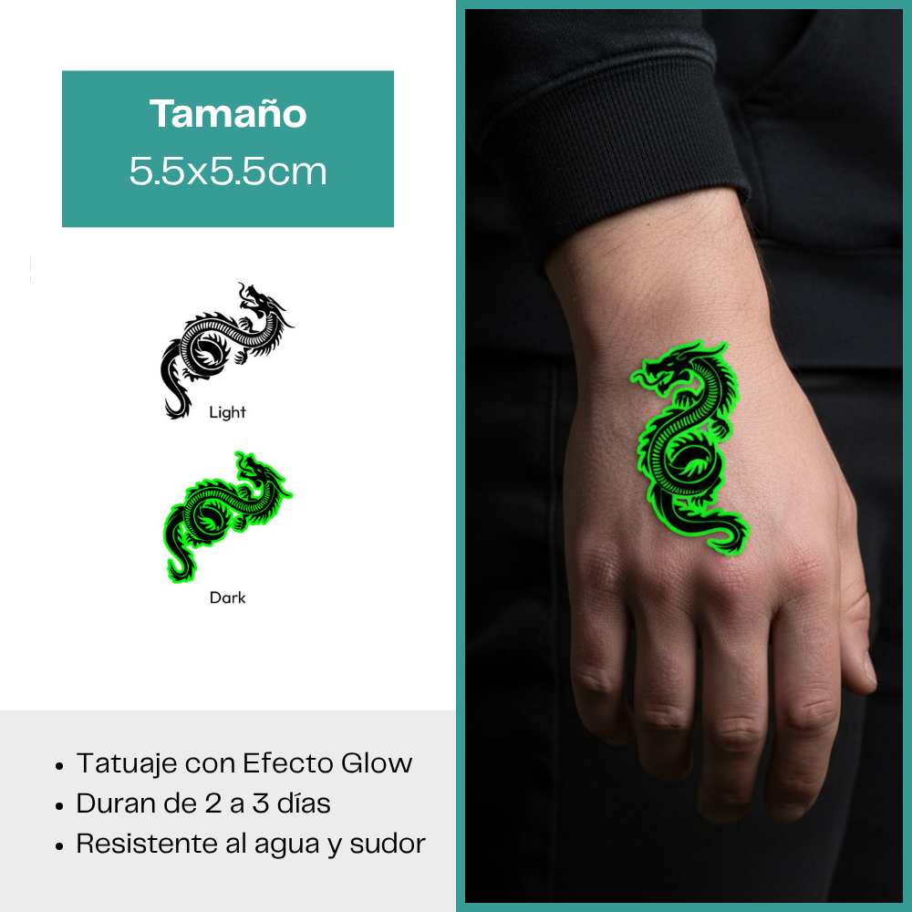 Tatuajes Temporales Luminosos Colección Tribal & Fantasy | Duran 2–3 días