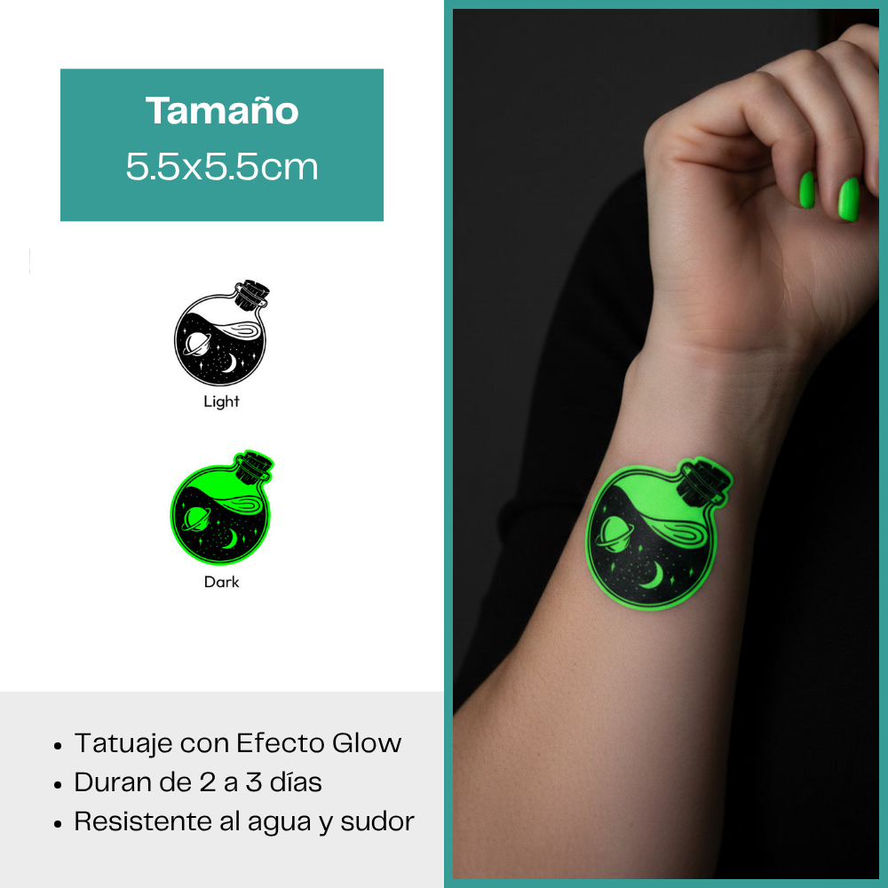 Tatuajes Temporales Luminosos Colección Místico & Simbólico | Duran 2–3 días