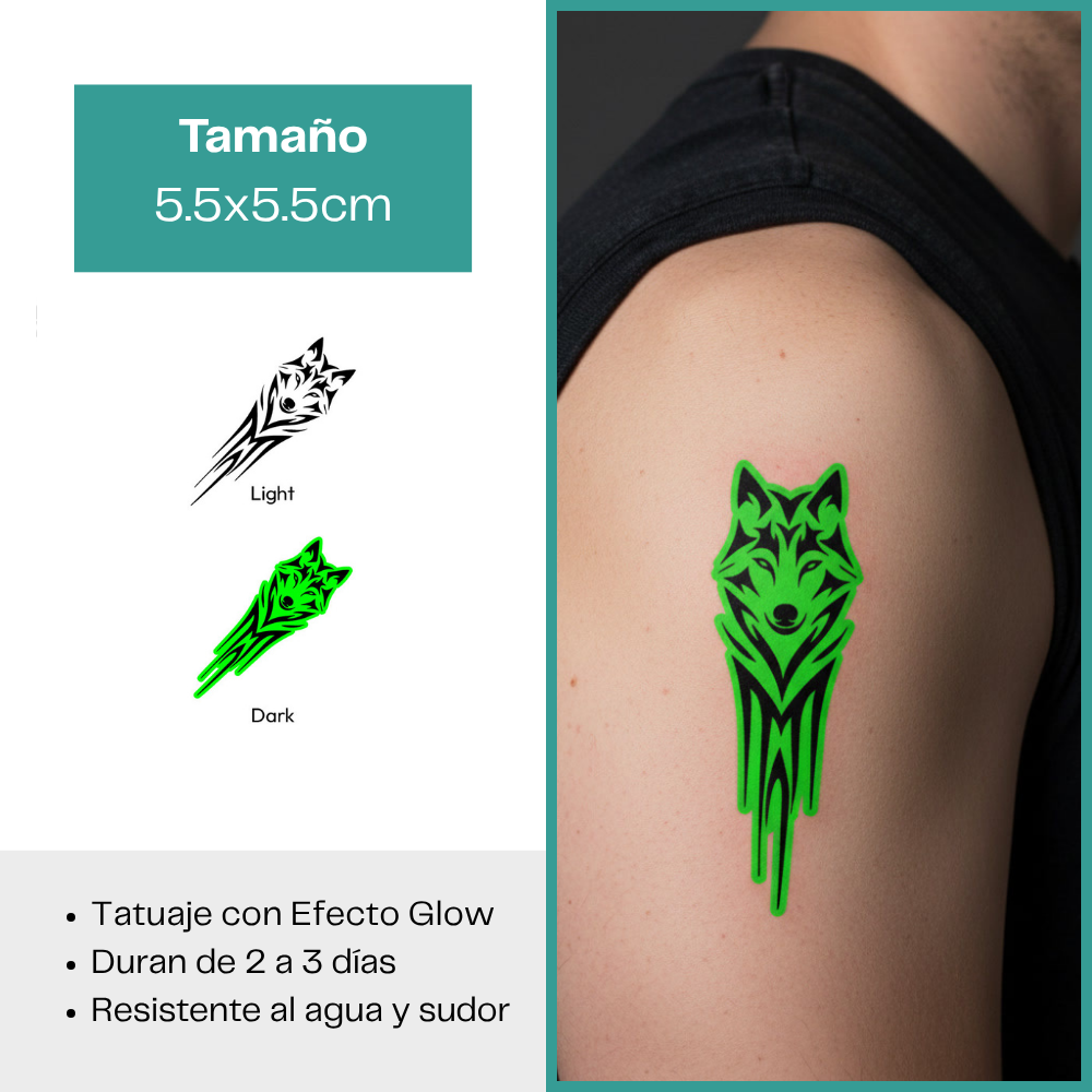 Tatuajes Temporales Luminosos Colección Tribal & Fantasy | Duran 2–3 días