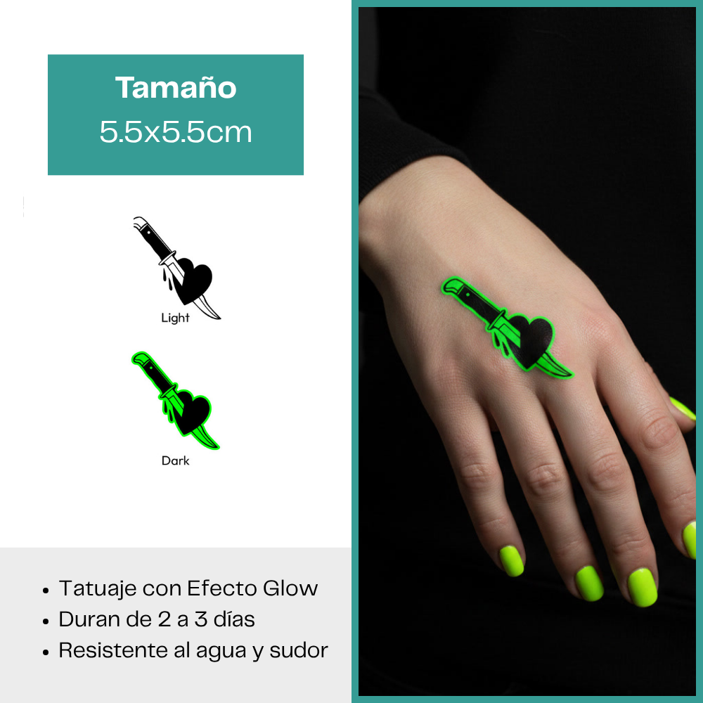 Tatuajes Temporales Luminosos Colección Dark & Góticos | Duran 2–3 días