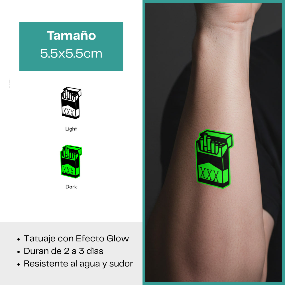 Tatuajes Temporales Luminosos Colección Dark & Góticos | Duran 2–3 días