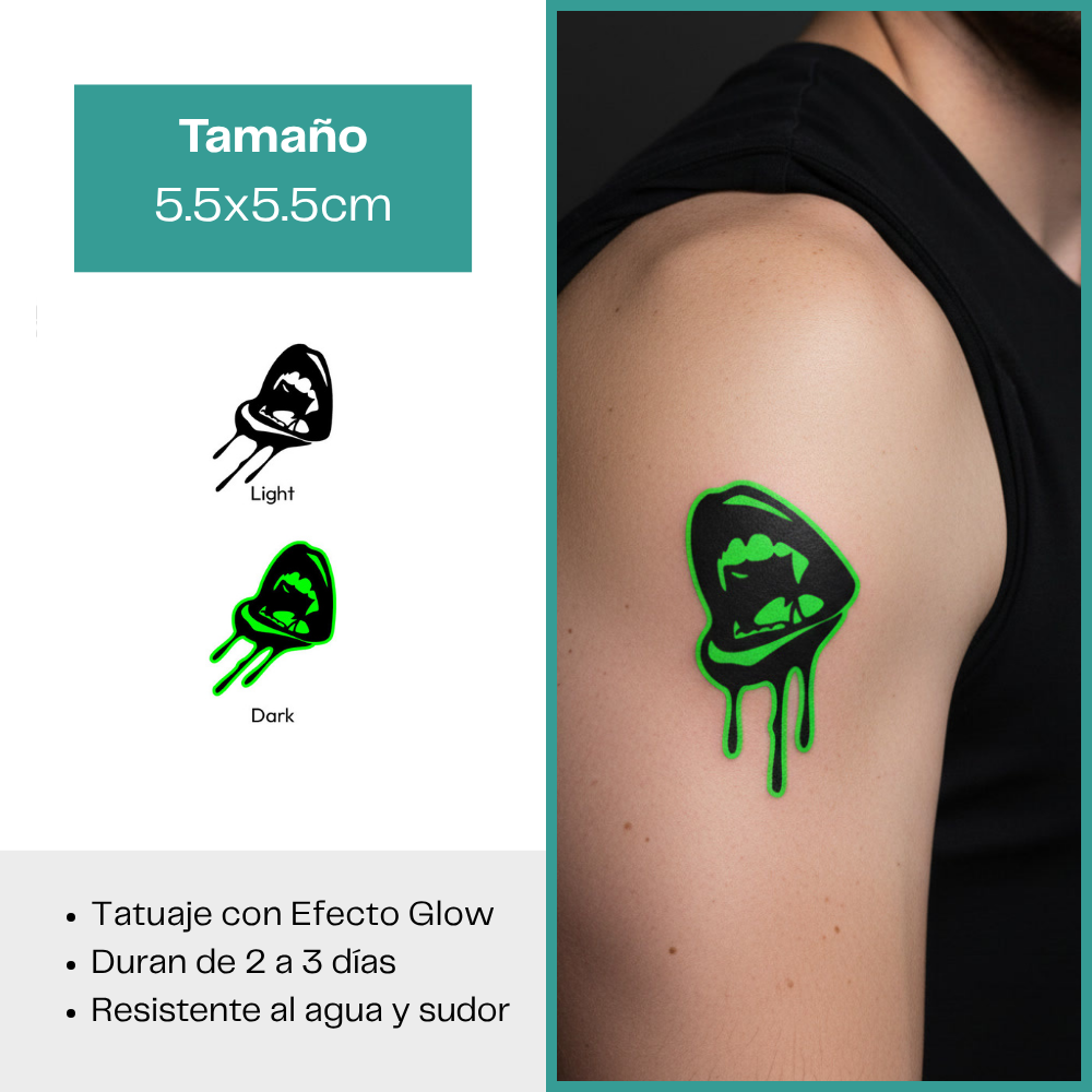 Tatuajes Temporales Luminosos Colección Dark & Góticos | Duran 2–3 días