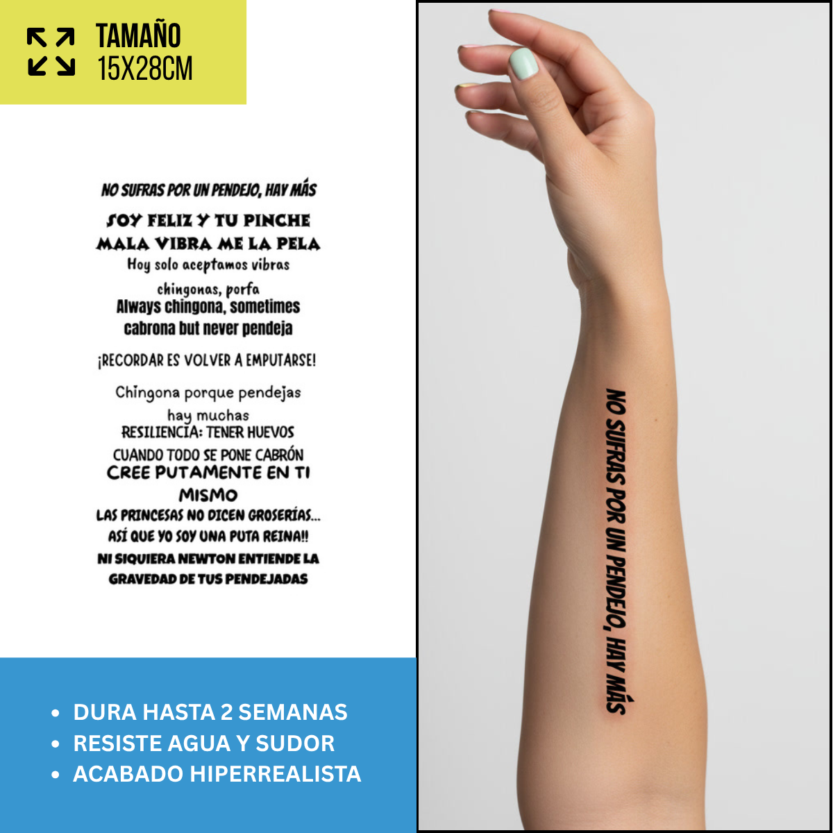 Tatuajes Temporales Frases y Lettering | Pack recortables