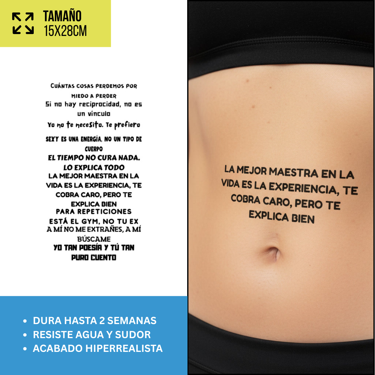 Tatuajes Temporales Frases y Lettering | Pack recortables