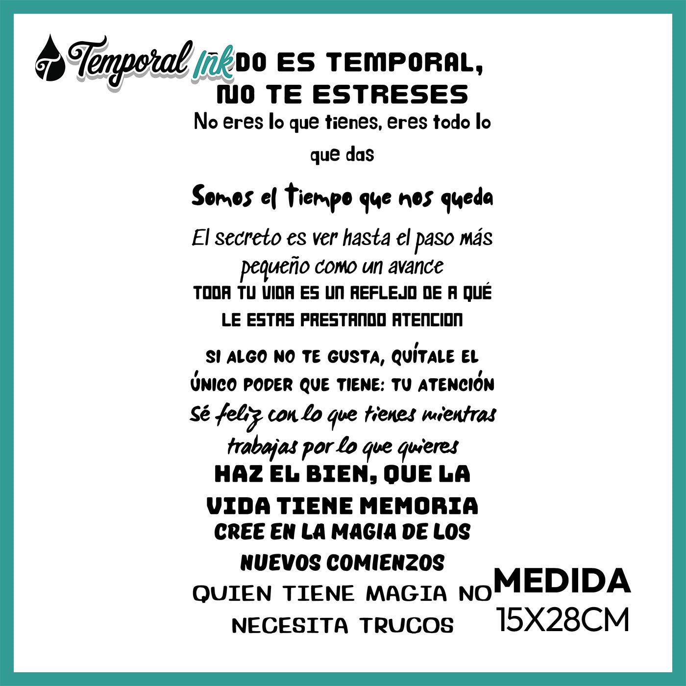 Pack Tatuajes Temporales Frases Positivas