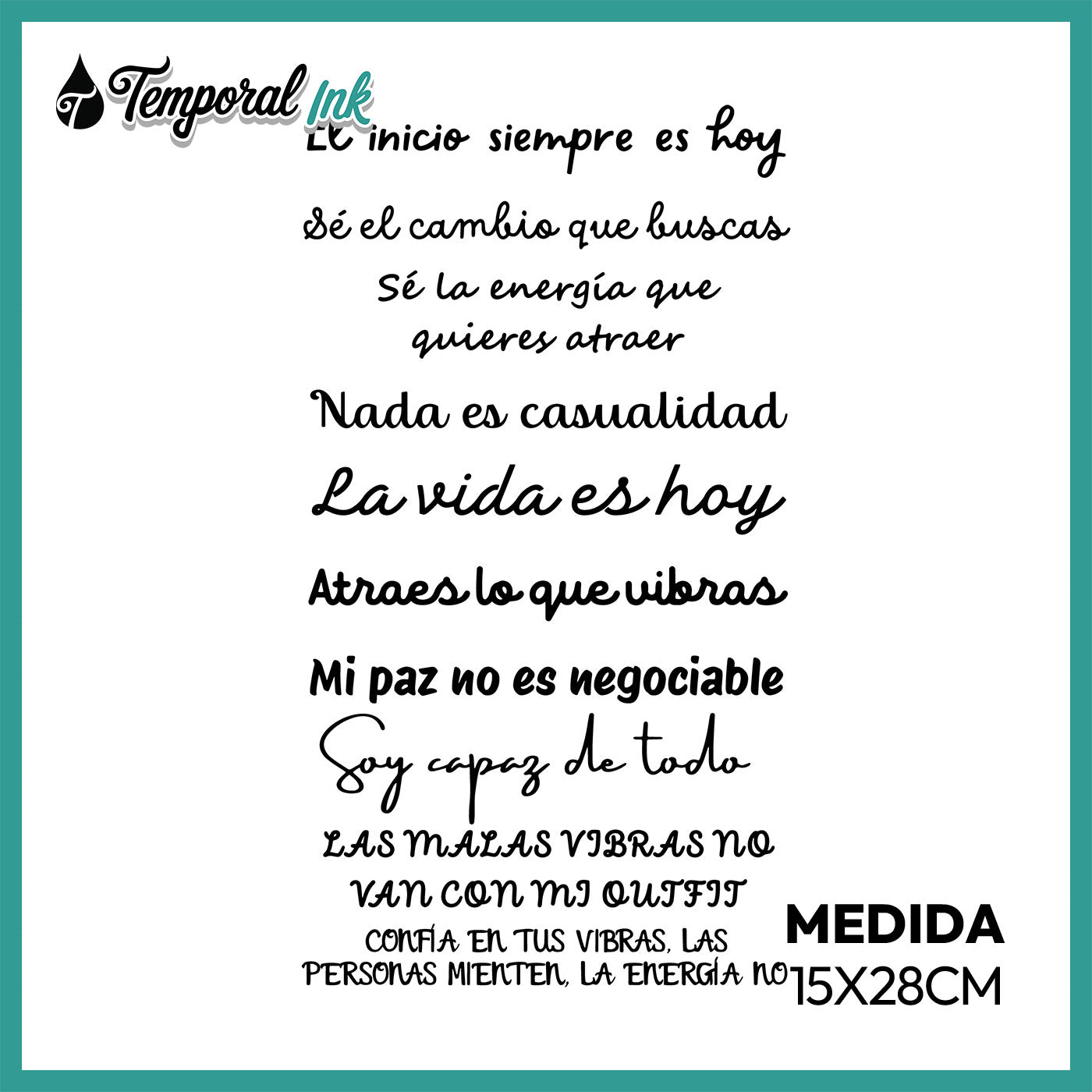 Pack Tatuajes Temporales Lettering Inspirador