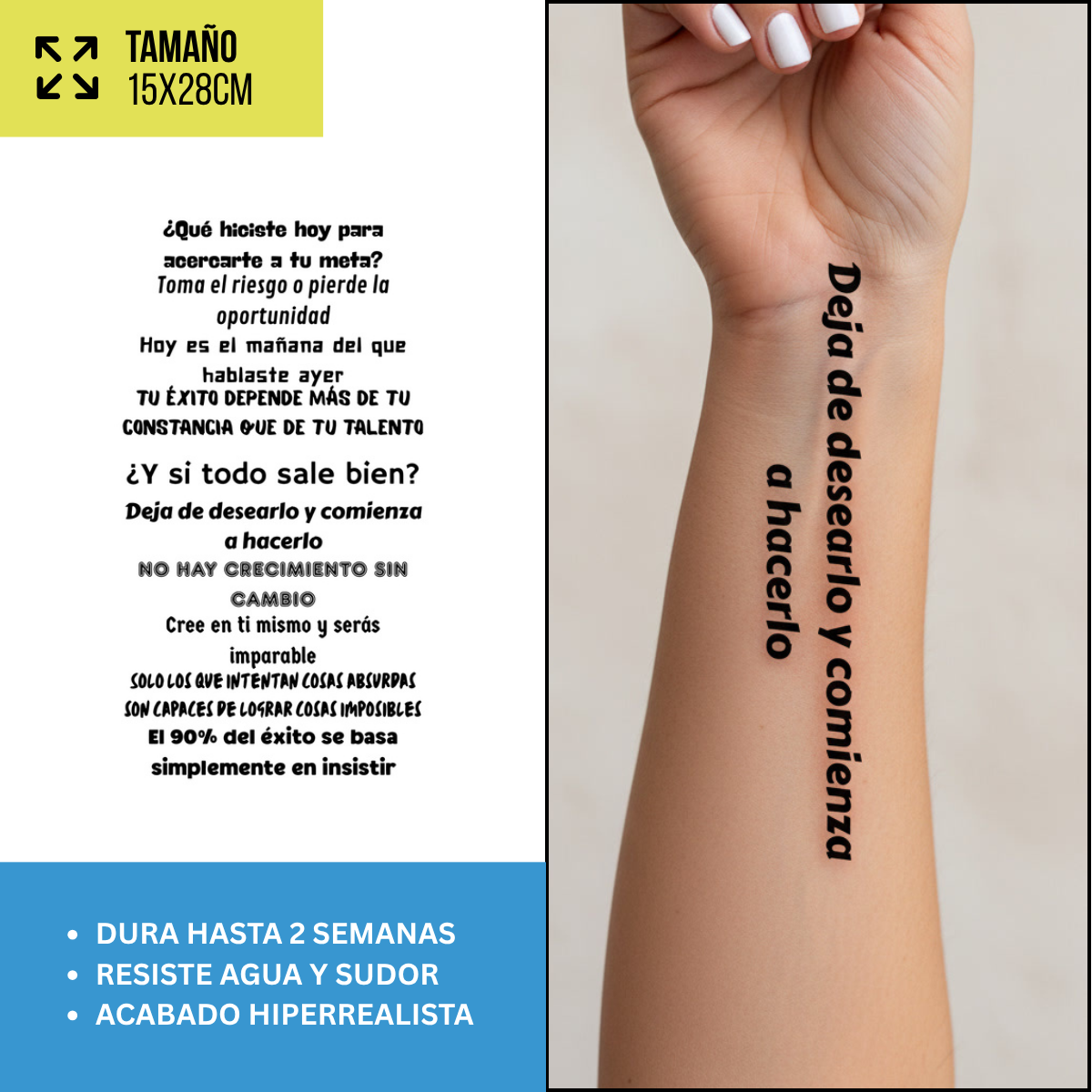 Tatuajes Temporales Frases y Lettering | Pack recortables