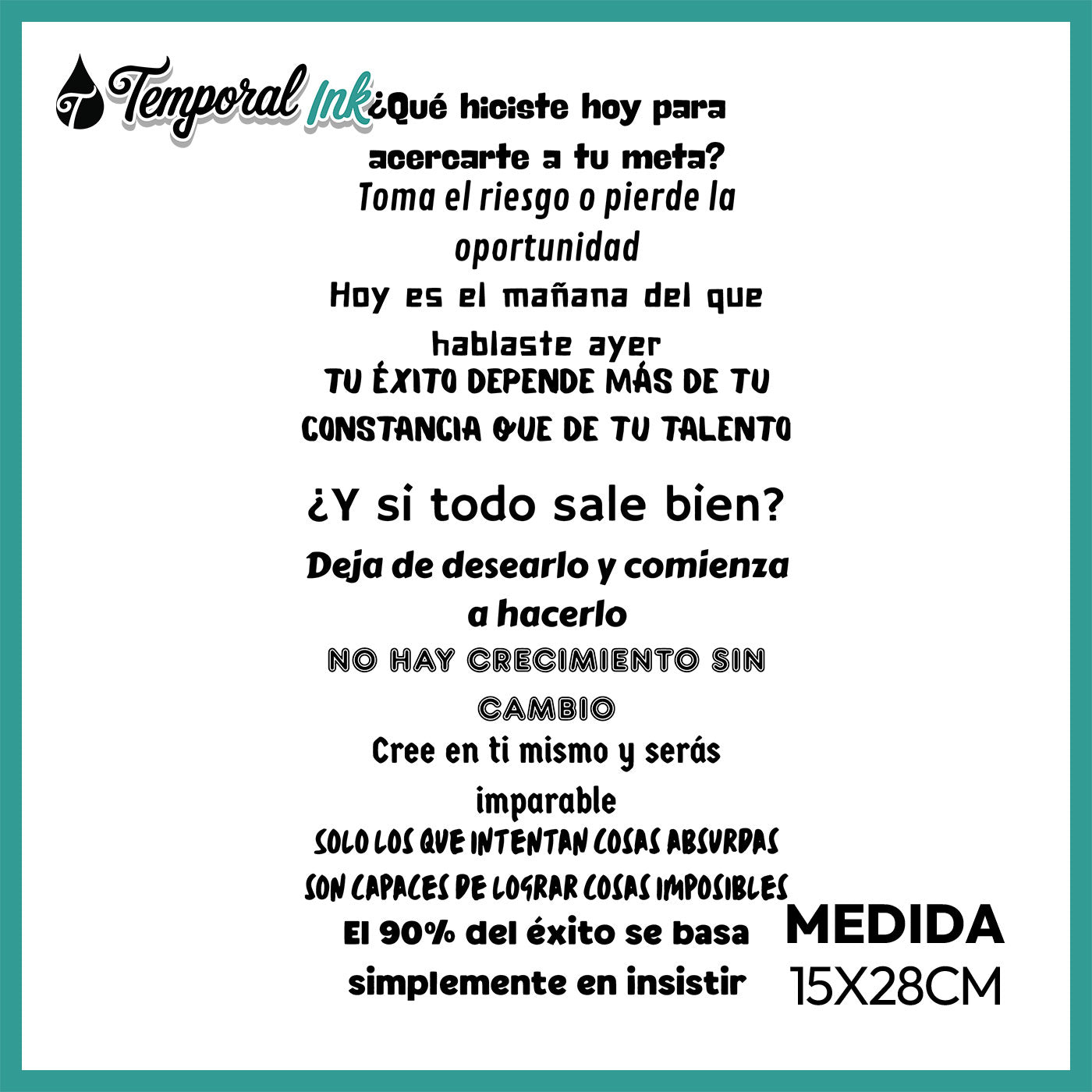 Pack Tatuajes Temporales Frases Superación