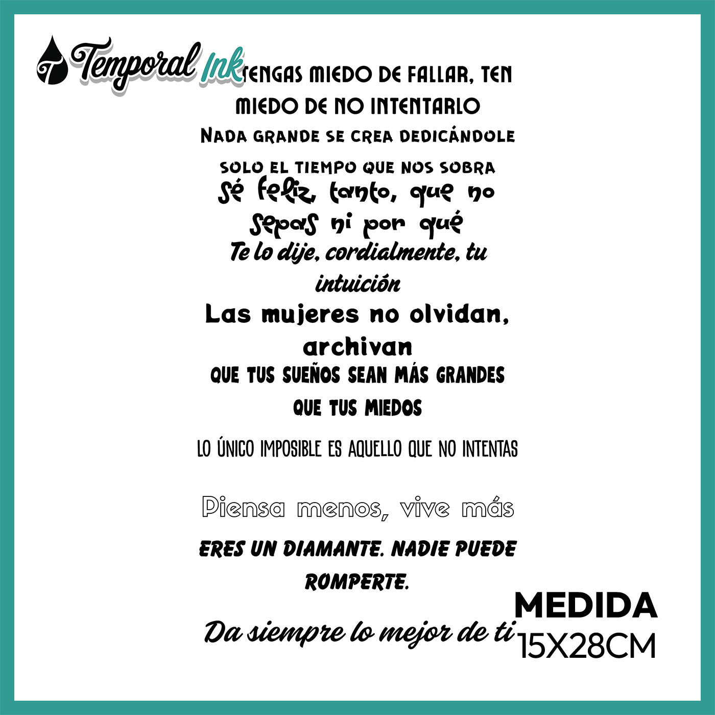 Pack Tatuajes Temporales Frases Empoderamiento