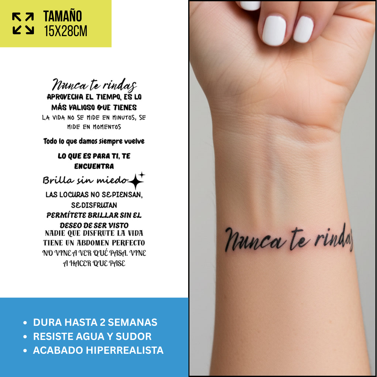 Tatuajes Temporales Frases y Lettering | Pack recortables
