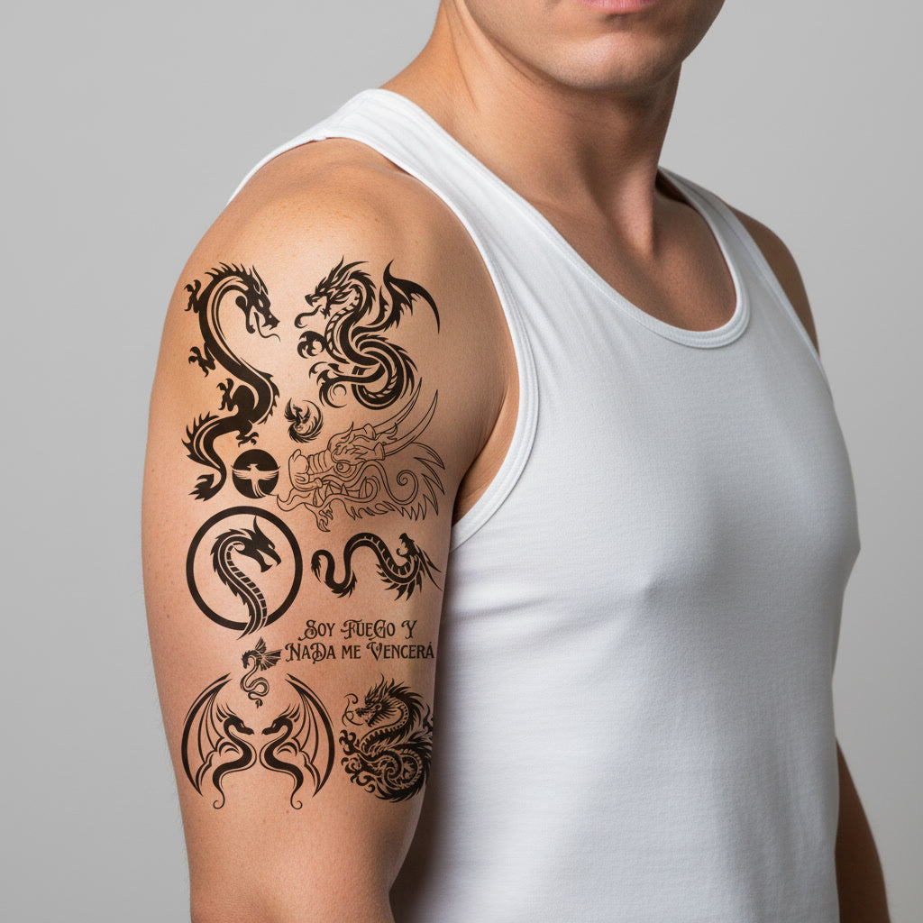 Pack Tatuajes Temporales Dragones Tribales