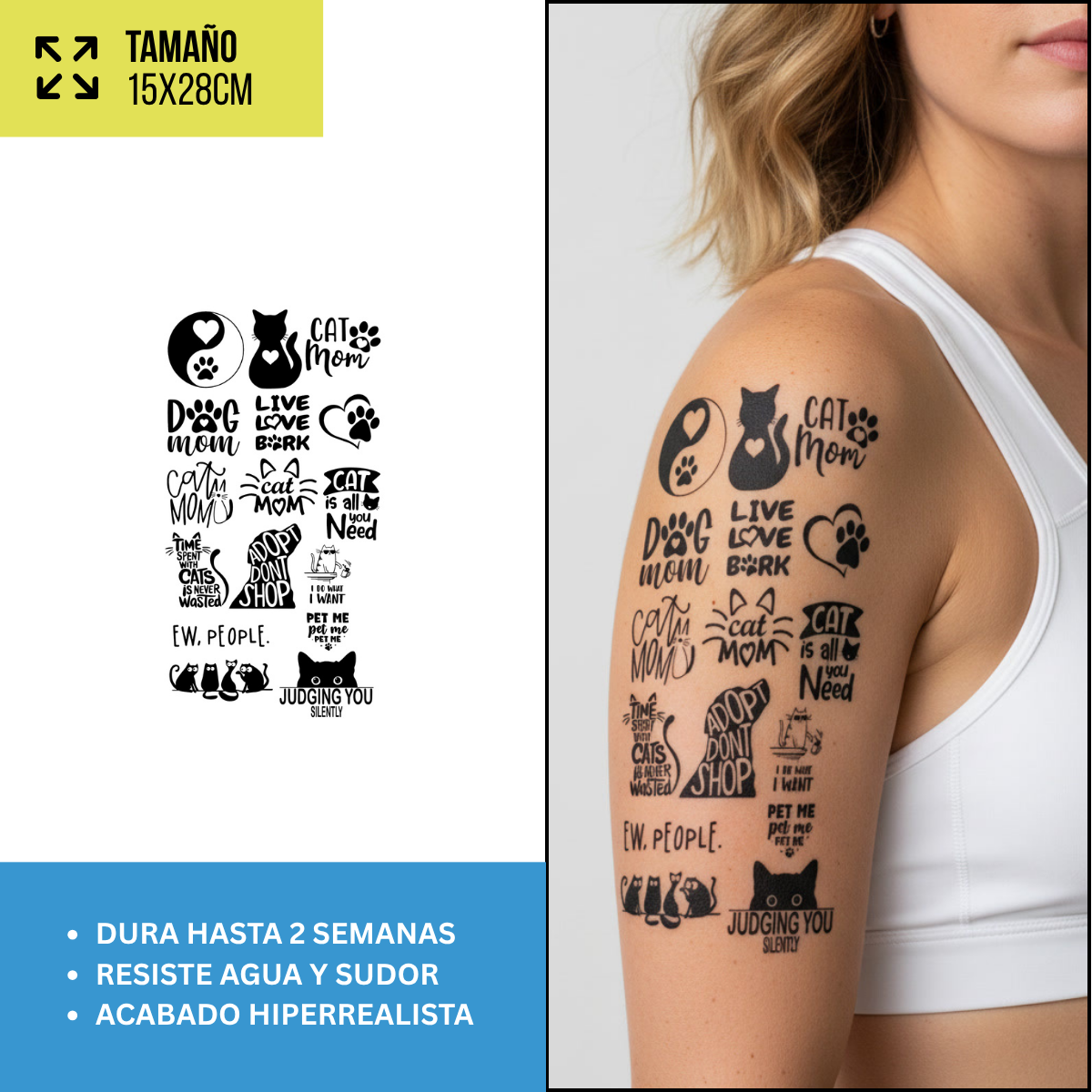 Tatuajes Temporales Animales y Fine Line | Pack recortables