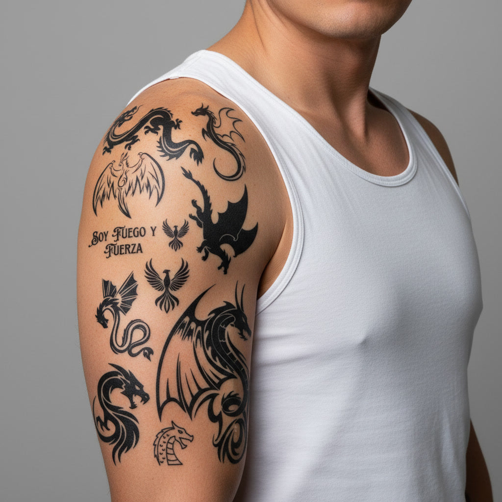 Pack Tatuaje Temporal Dragones Tribales