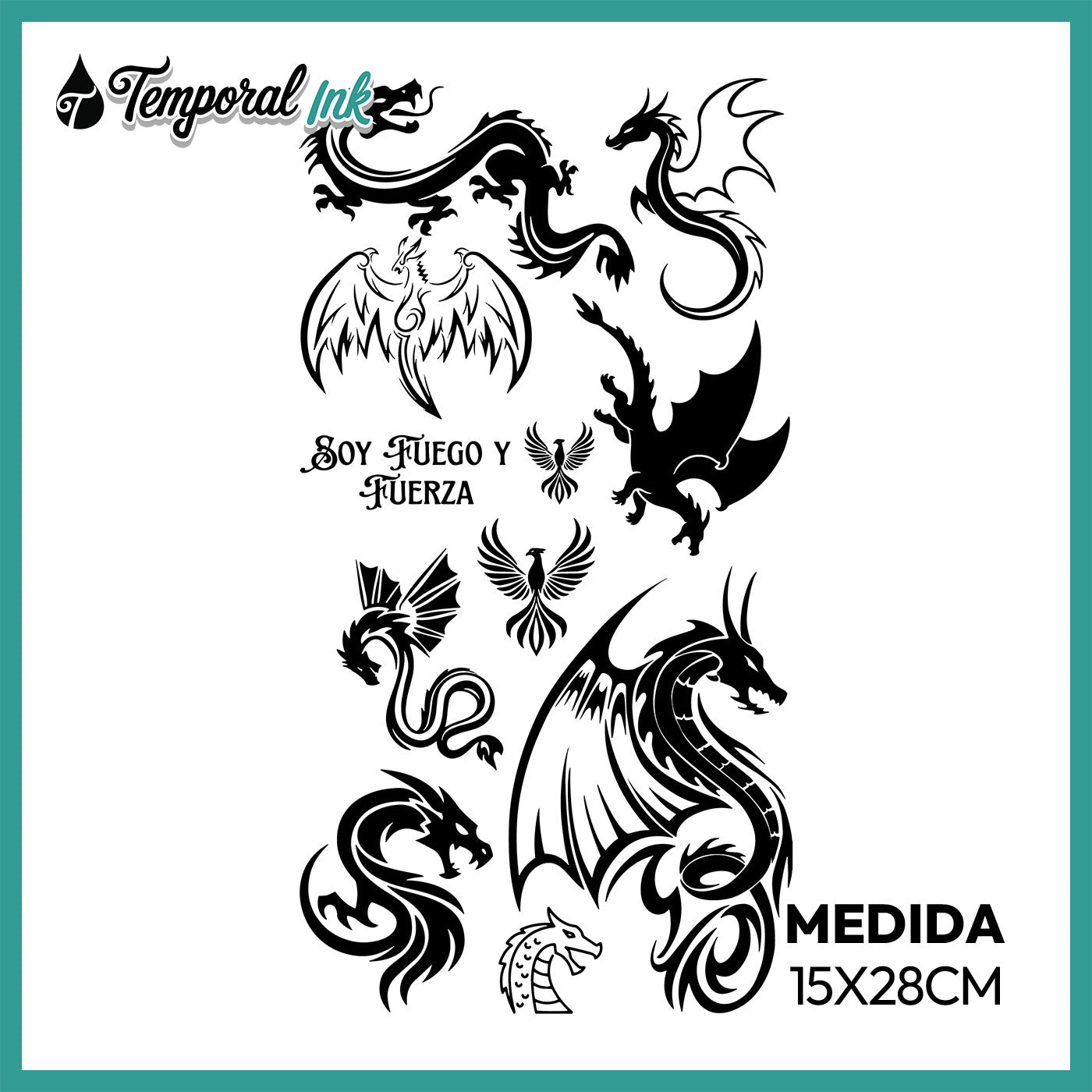 Pack Tatuaje Temporal Dragones Tribales