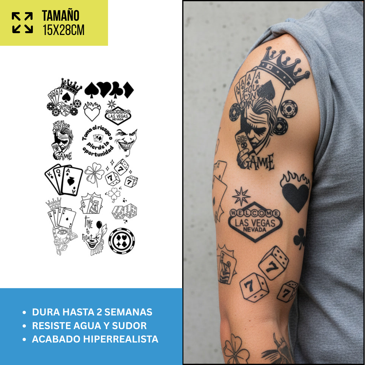 Tatuajes Temporales Pop, Gaming y Cute | Pack recortables