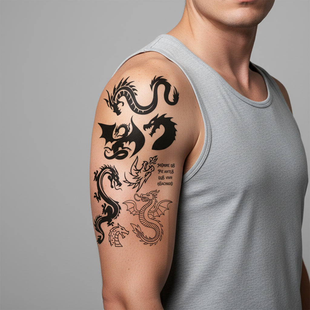 Pack Tatuaje Temporal Dragones Oscuros