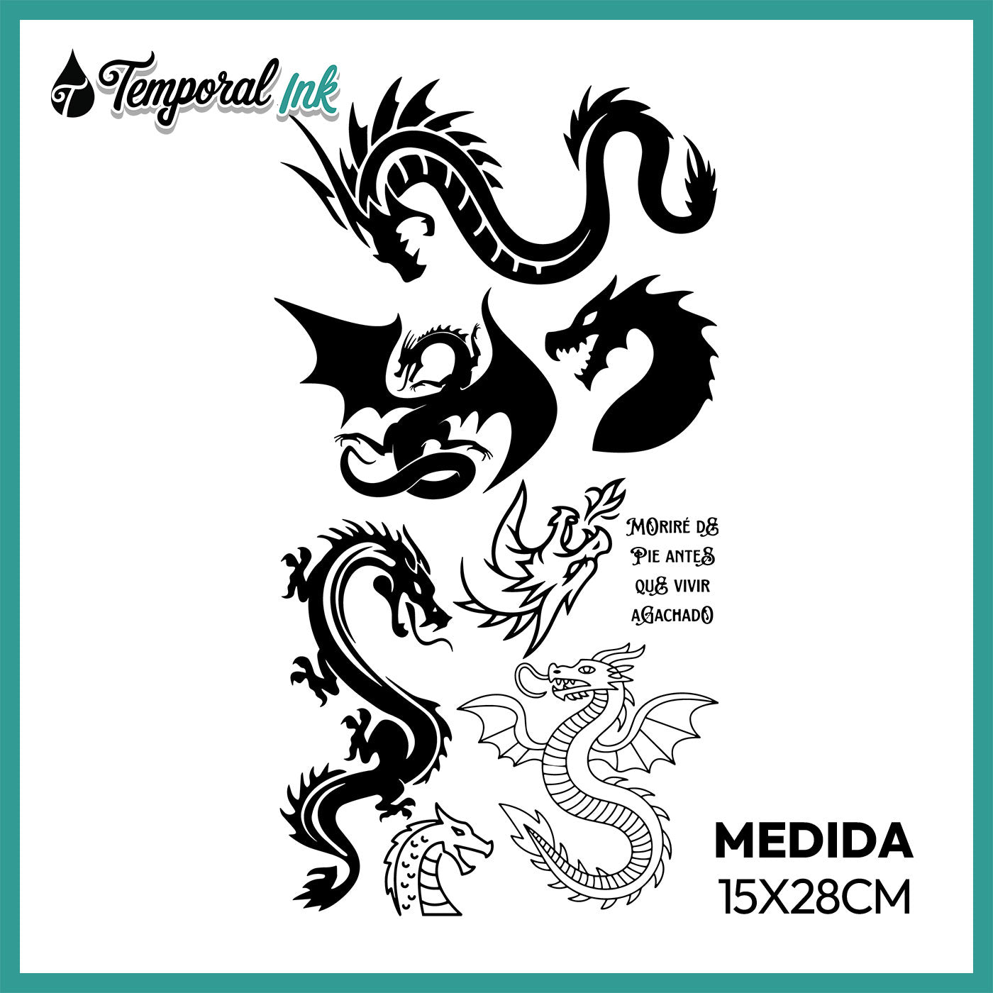 Pack Tatuaje Temporal Dragones Oscuros