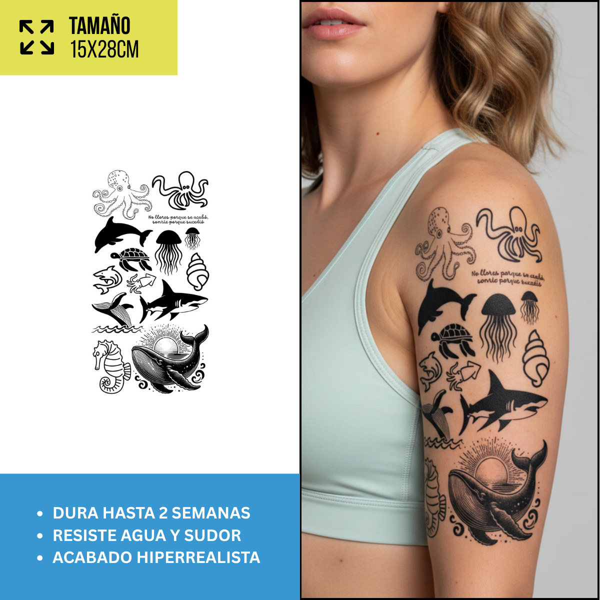 Tatuajes Temporales Animales y Fine Line | Pack recortables