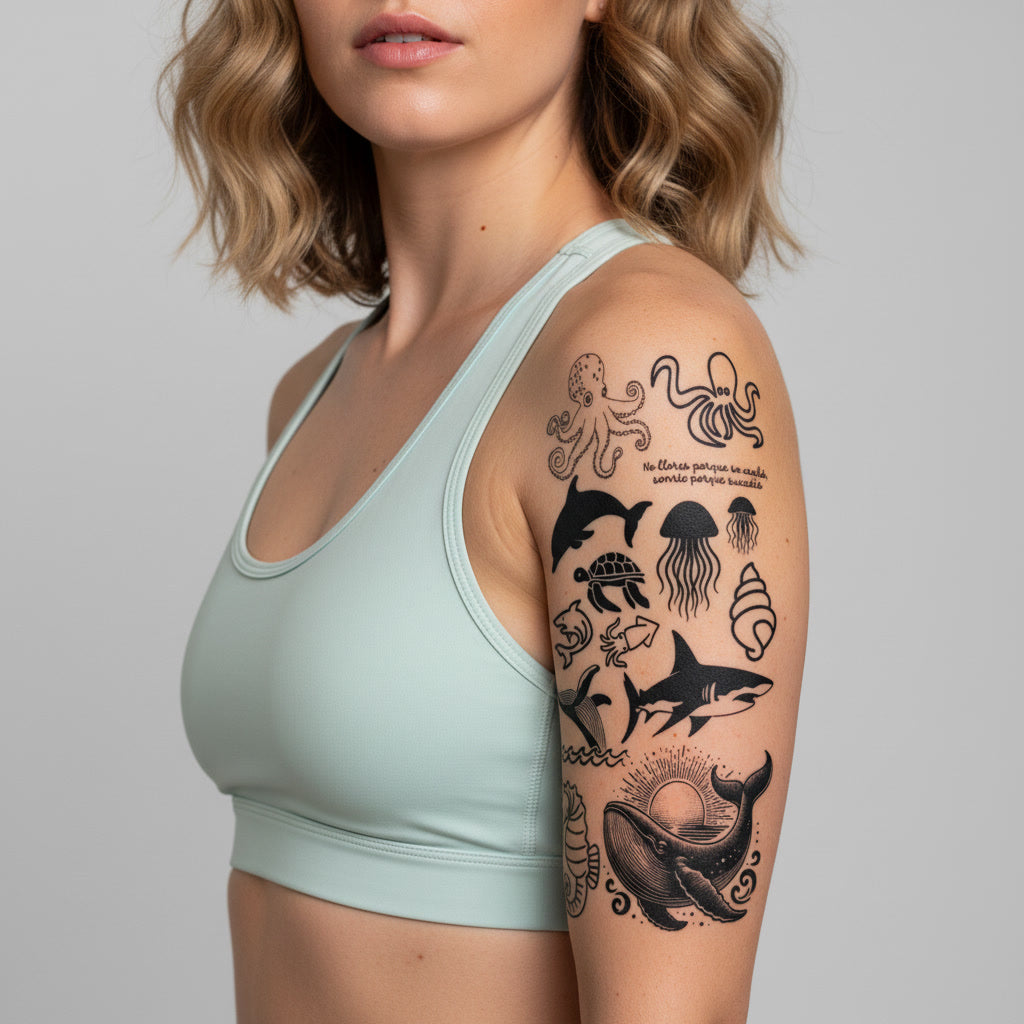 Pack Tatuaje Temporal Vida Marina