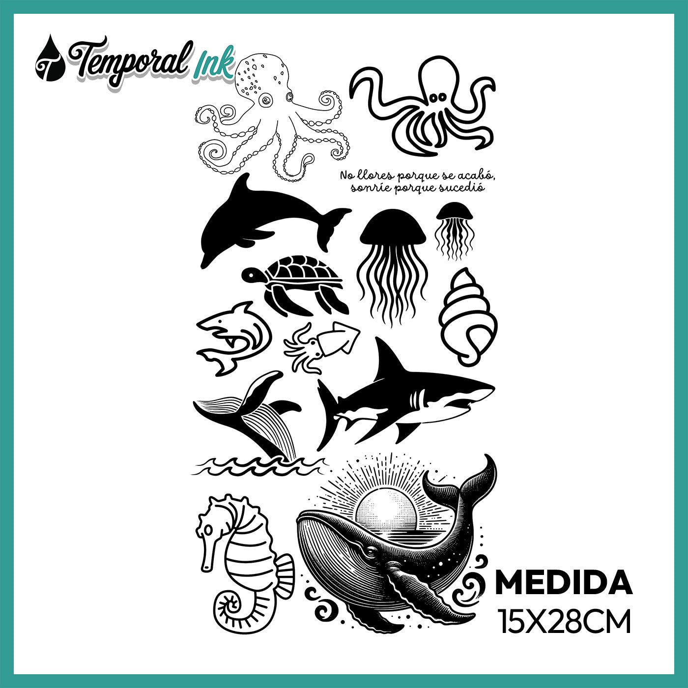 Pack Tatuaje Temporal Vida Marina