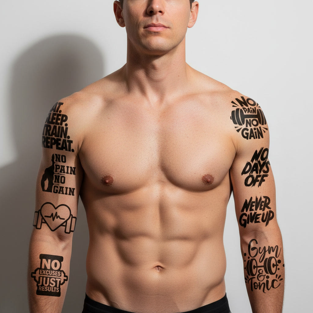Pack Tatuaje Temporal Fitness Motivación