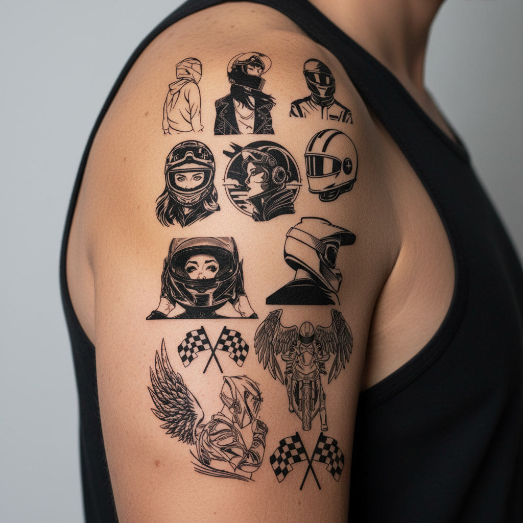 Pack Tatuaje Temporal Biker Racing