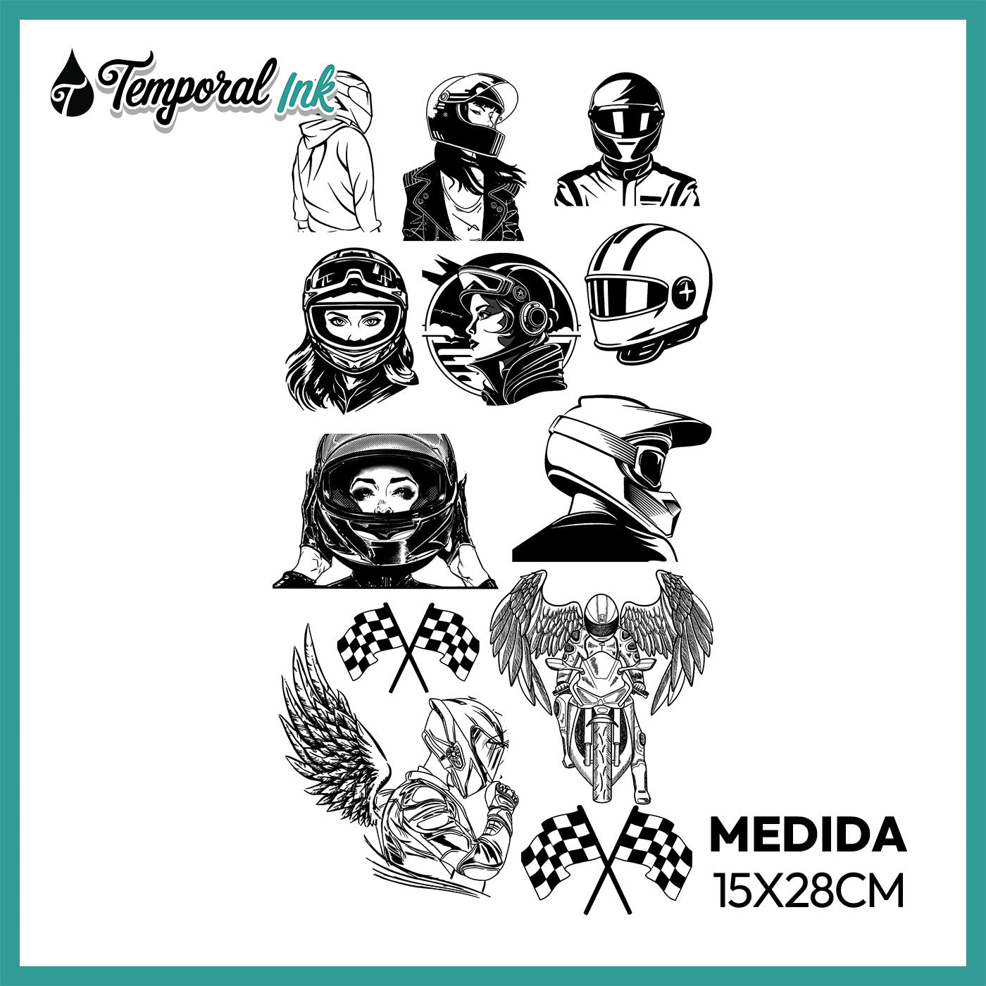 Pack Tatuaje Temporal Biker Racing