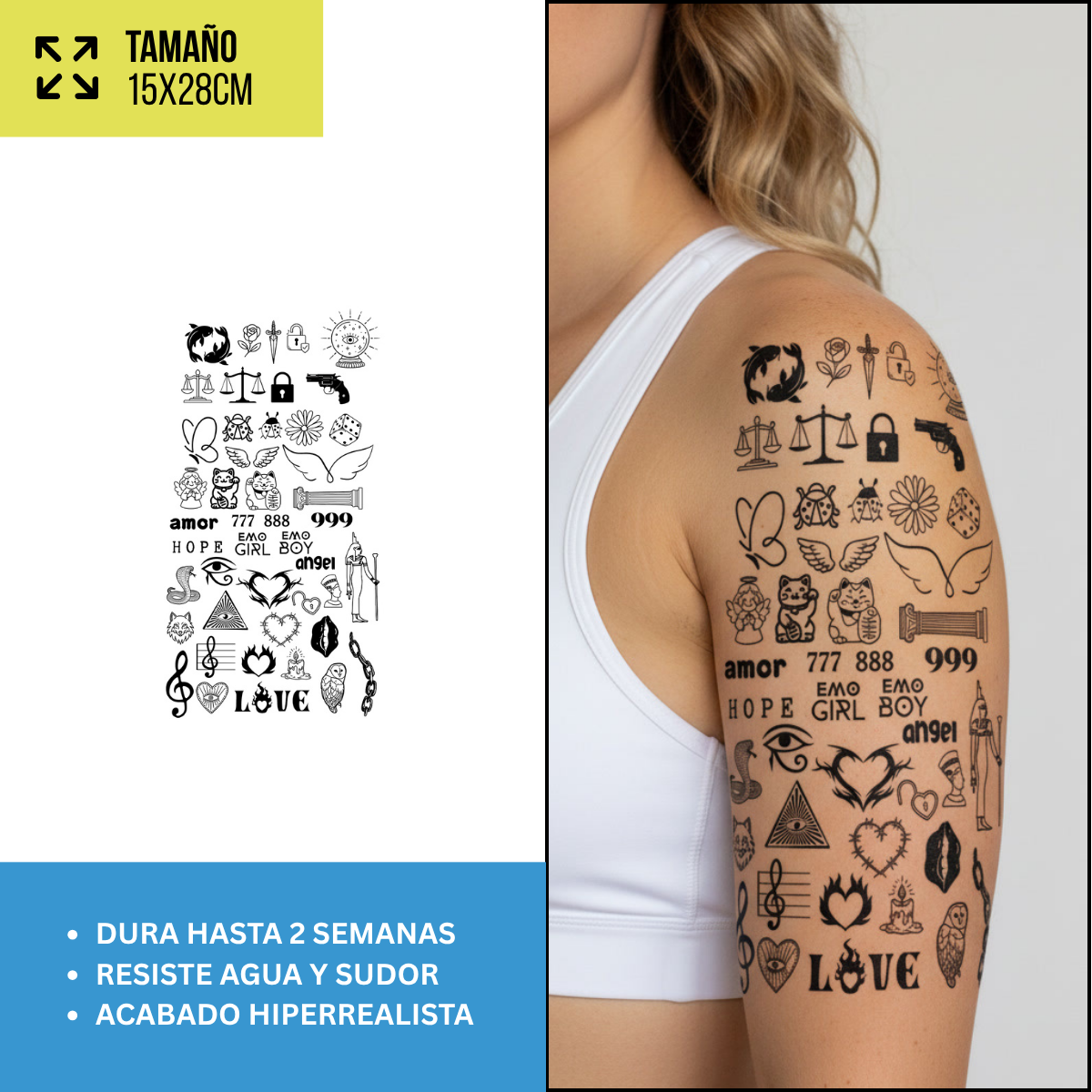 Tatuajes Temporales Místicos y Celestiales | Pack recortables
