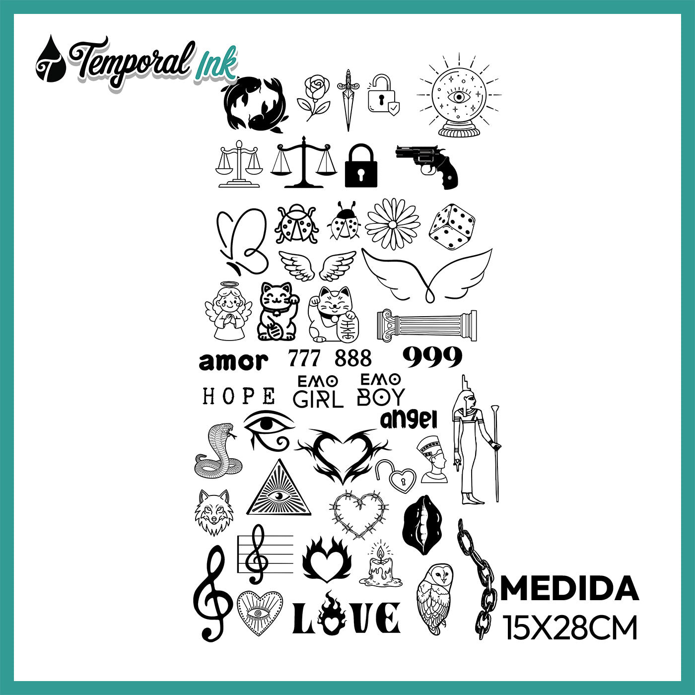 Pack Tatuaje Temporal Símbolos Místicos