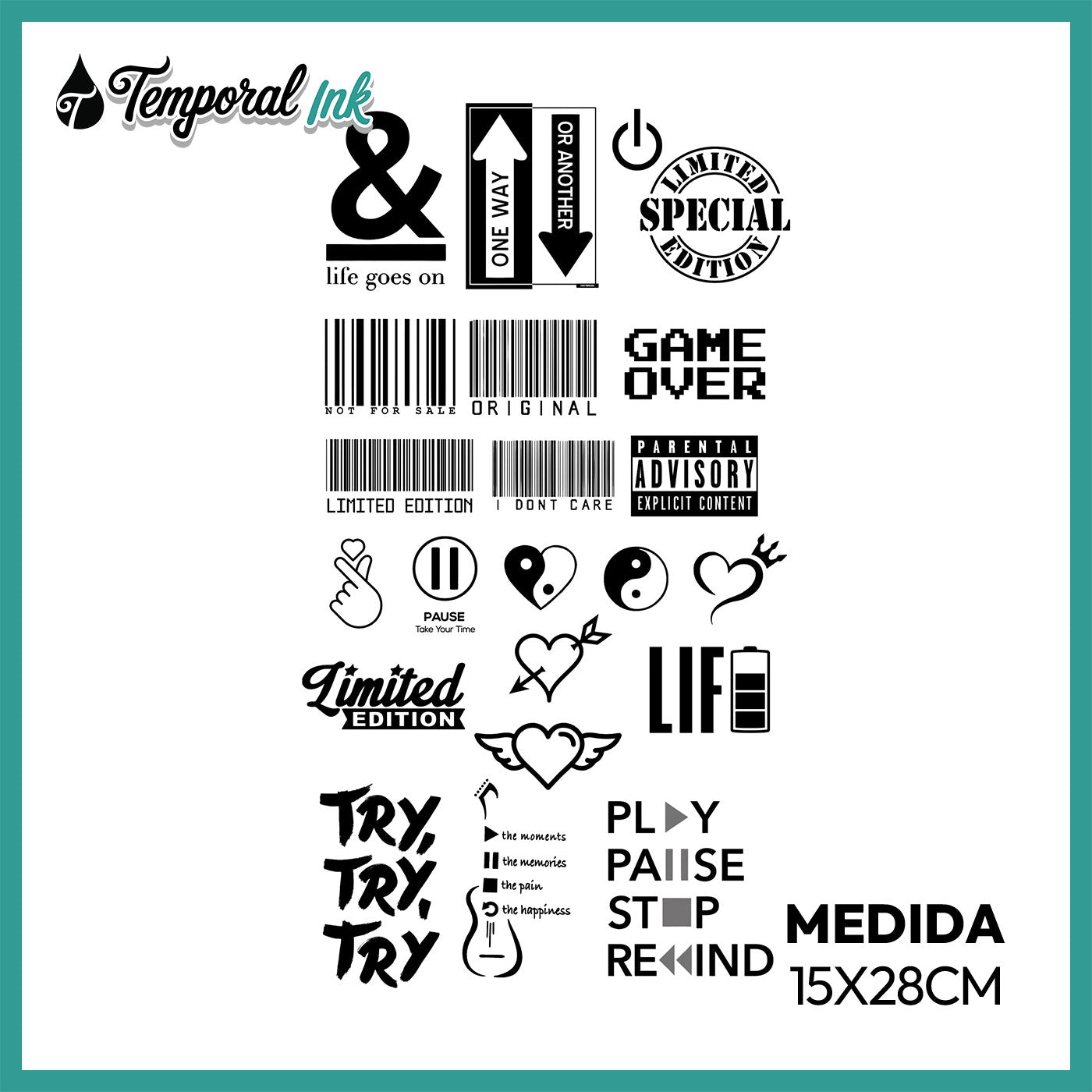 Pack Tatuaje Temporal Emo Mix