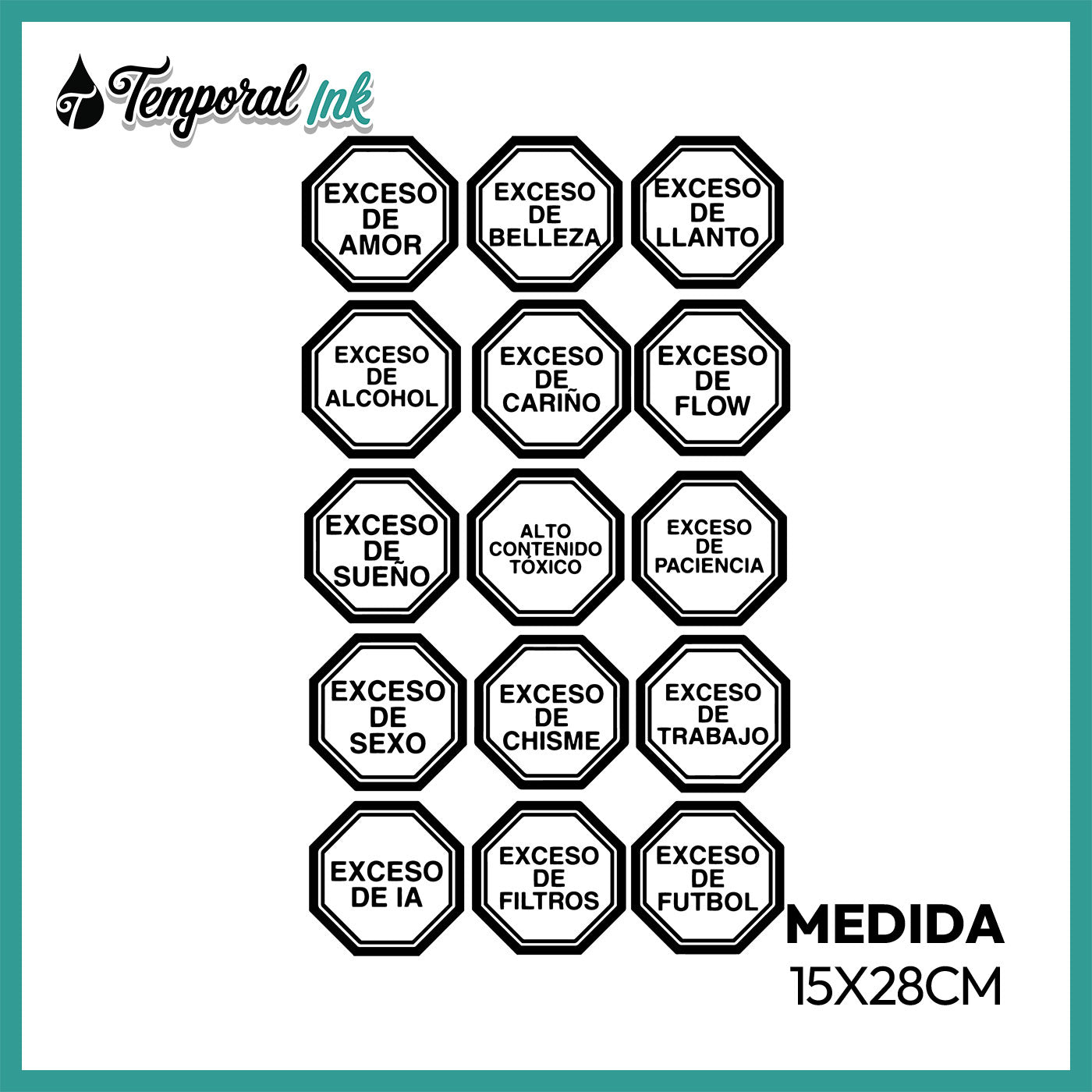 Pack Tatuaje Temporal Excesos Amor