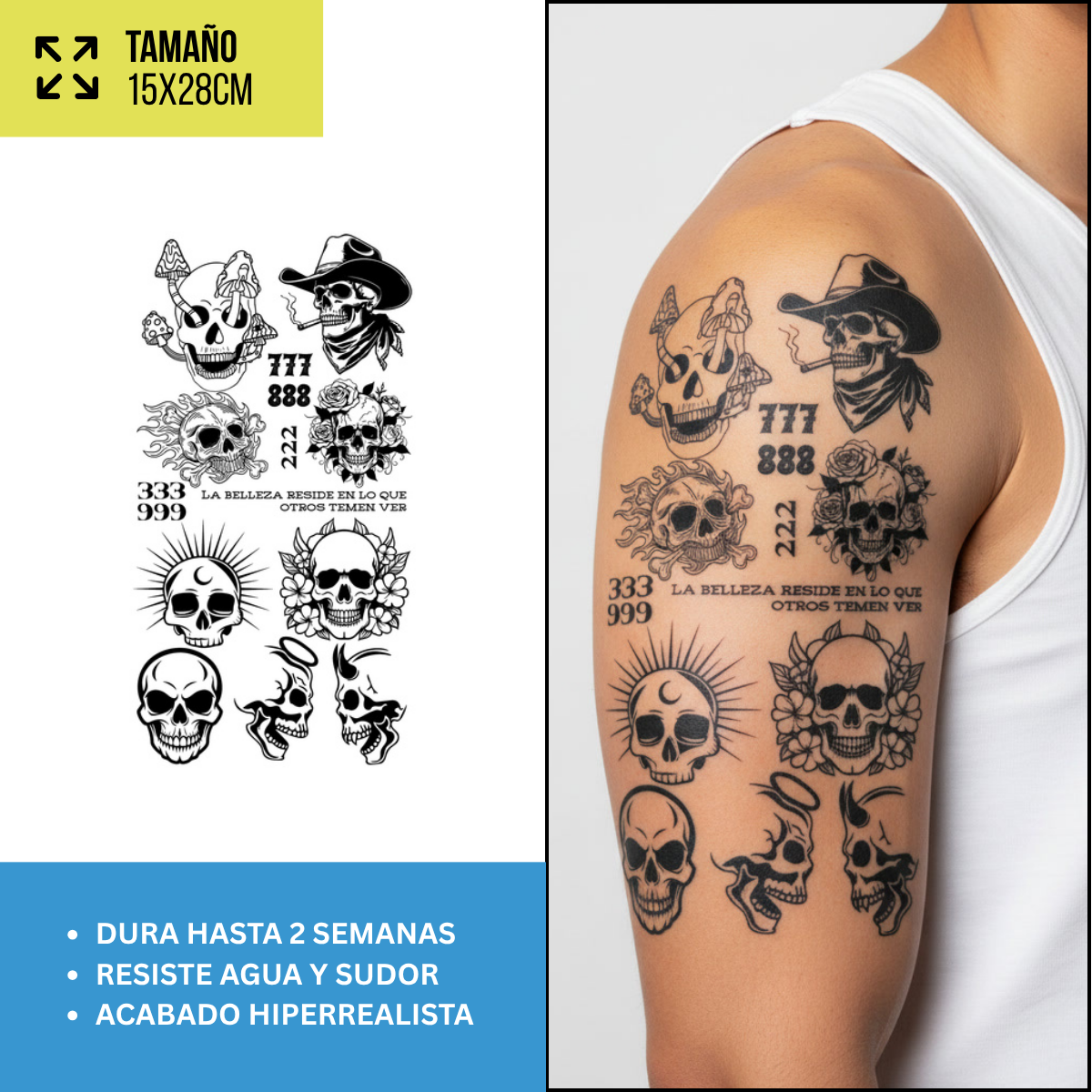 Tatuajes Temporales Dark, Dragones y Blackwork | Pack recortables