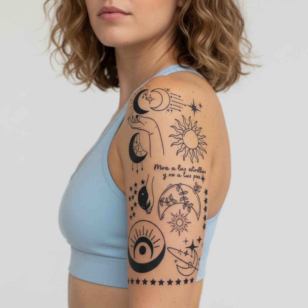Pack Tatuaje Temporal Luna Estrellas