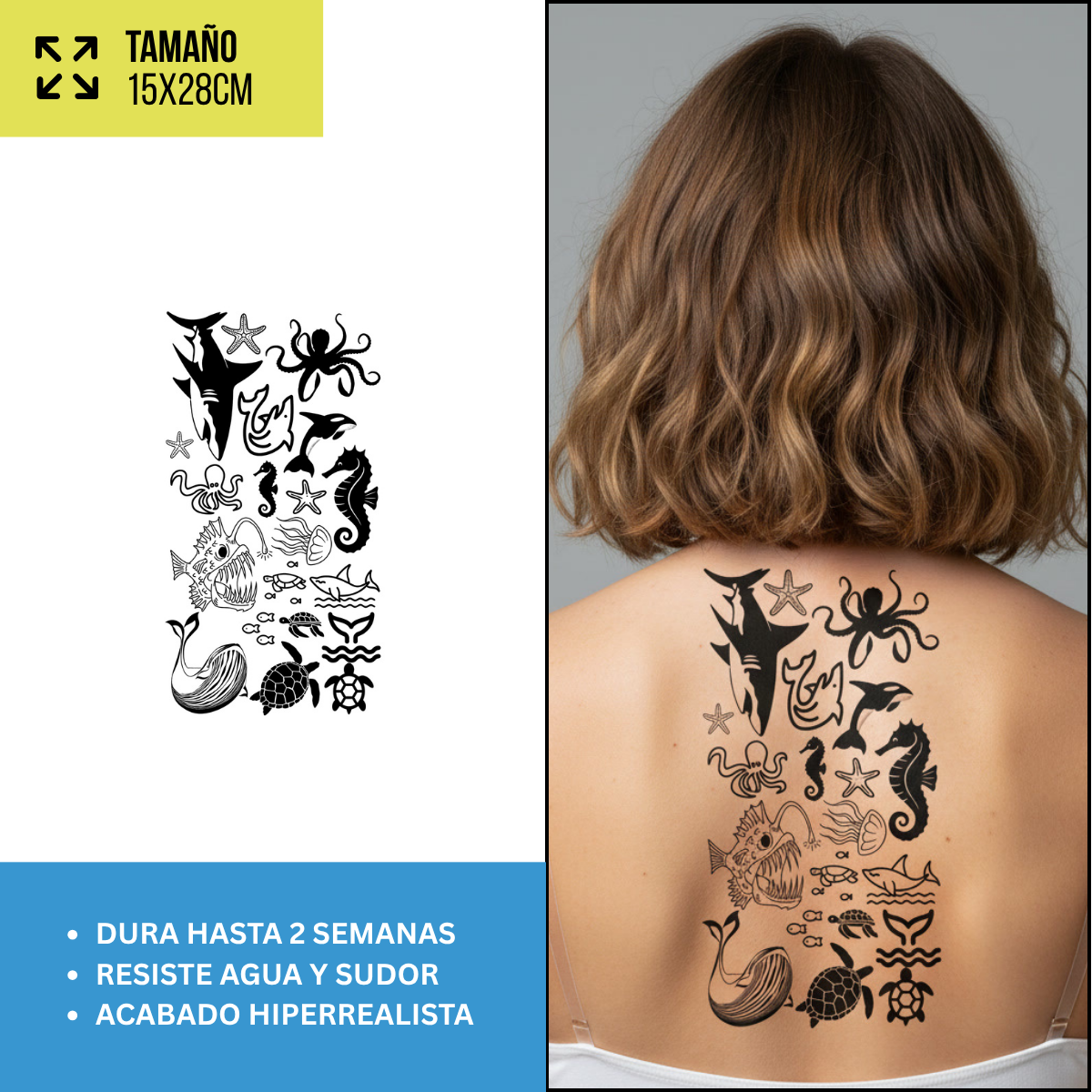 Tatuajes Temporales Animales y Fine Line | Pack recortables