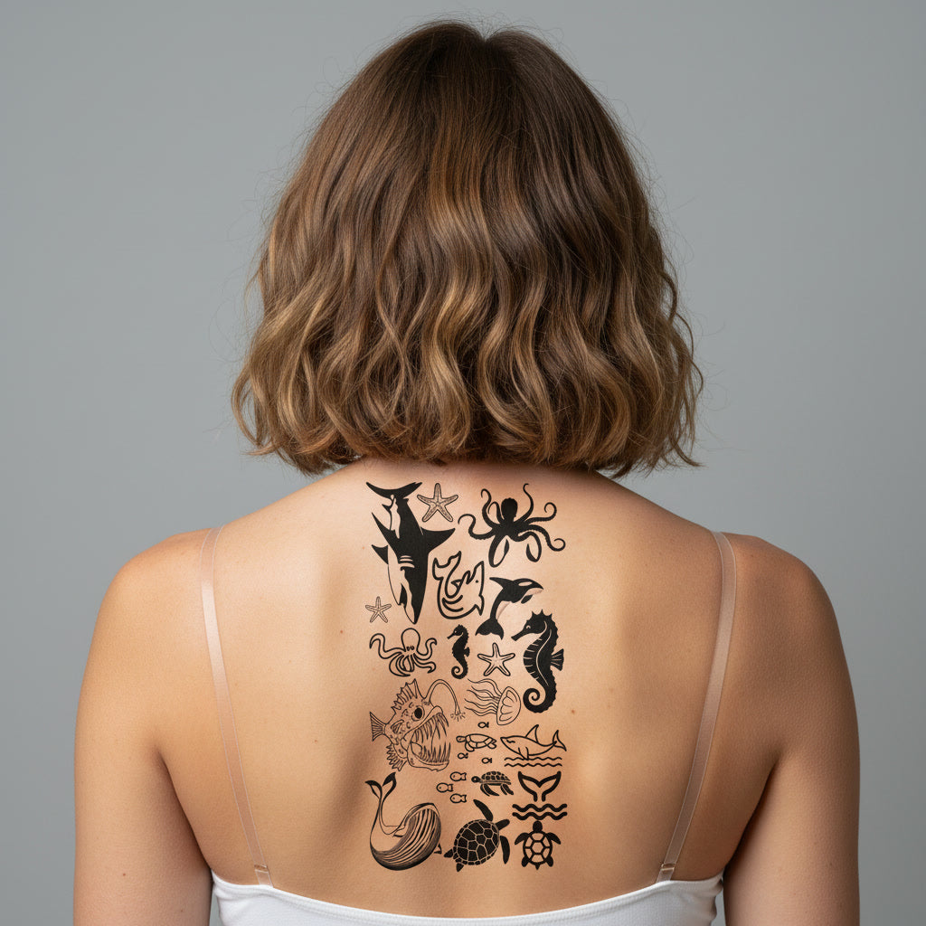 Pack Tatuaje Temporal Mundo Marino