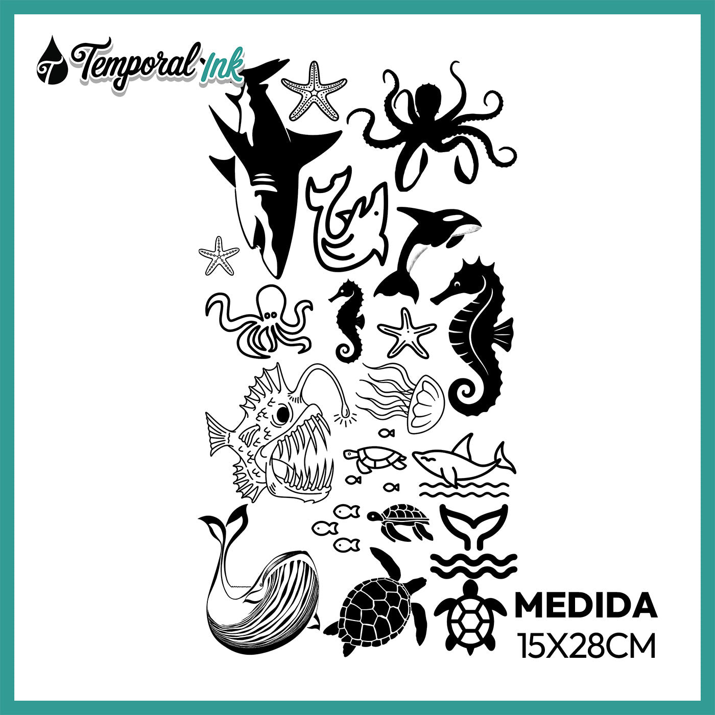 Pack Tatuaje Temporal Mundo Marino