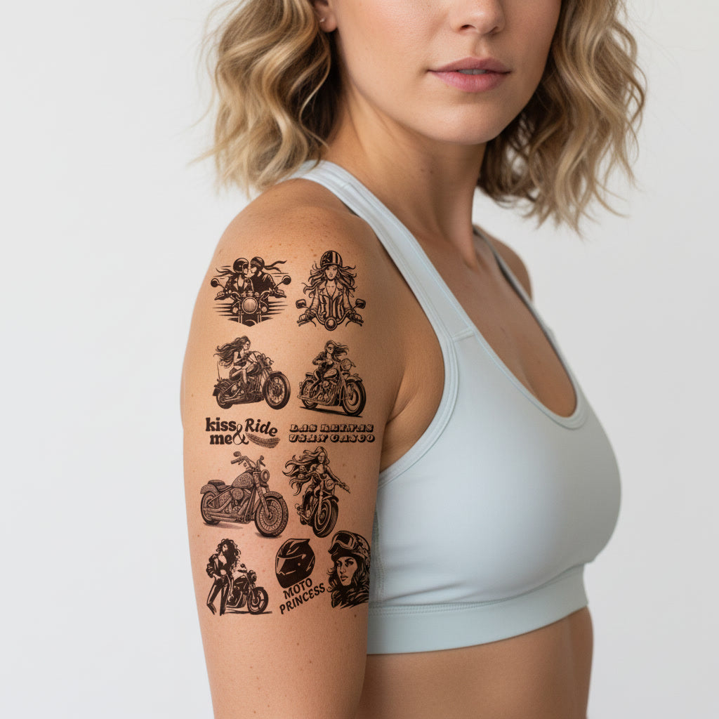 Pack Tatuaje Temporal Moto Princess