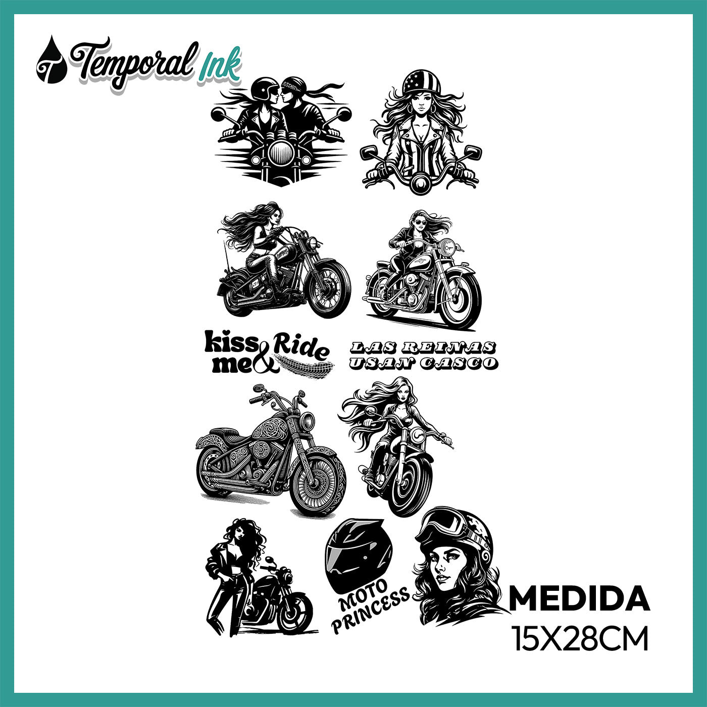 Pack Tatuaje Temporal Moto Princess