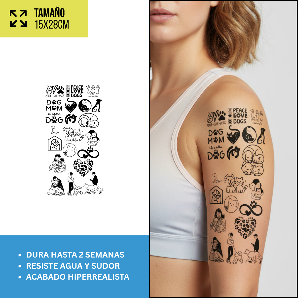 Tatuajes Temporales Animales y Fine Line | Pack recortables
