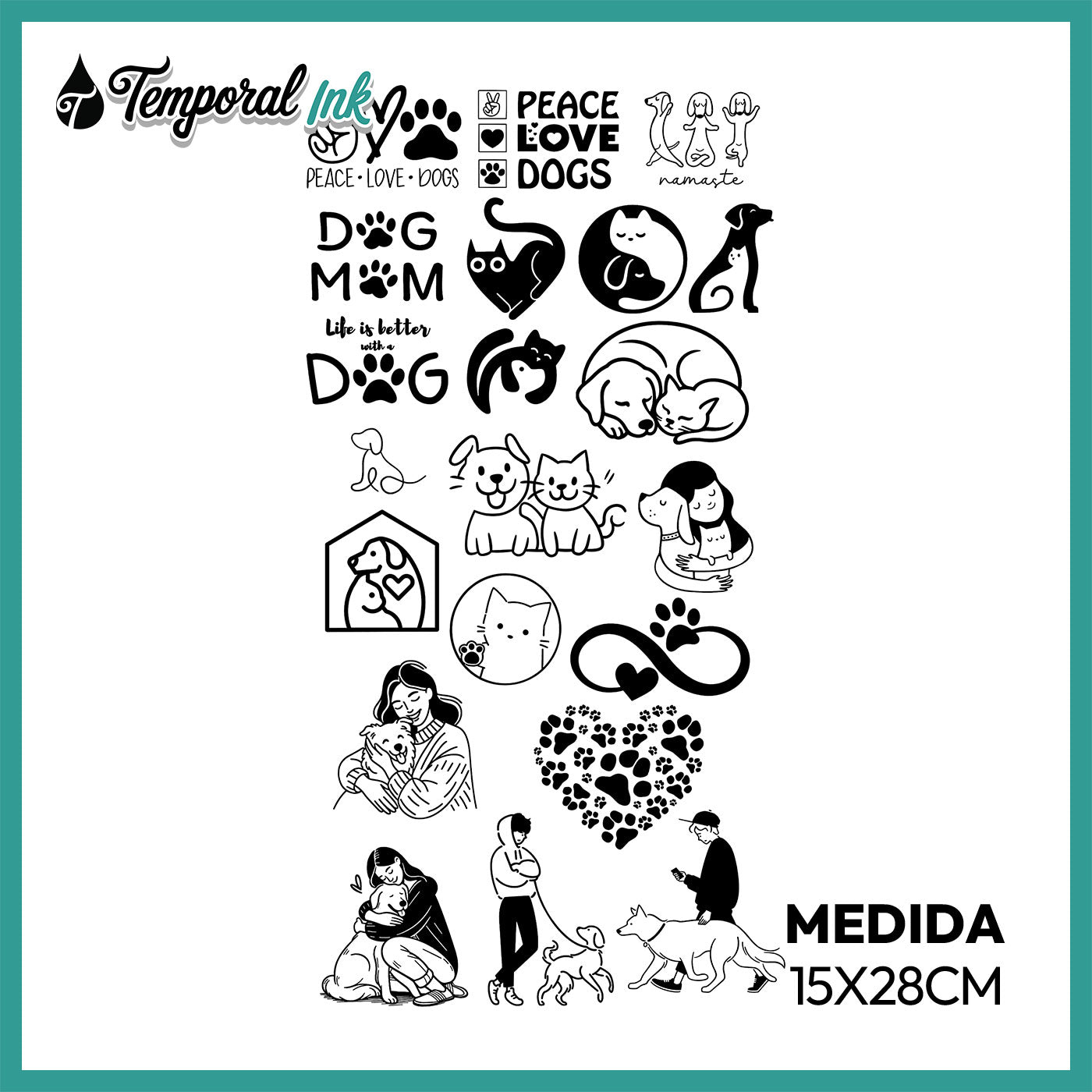Pack Tatuaje Temporal Amor a las Mascotas