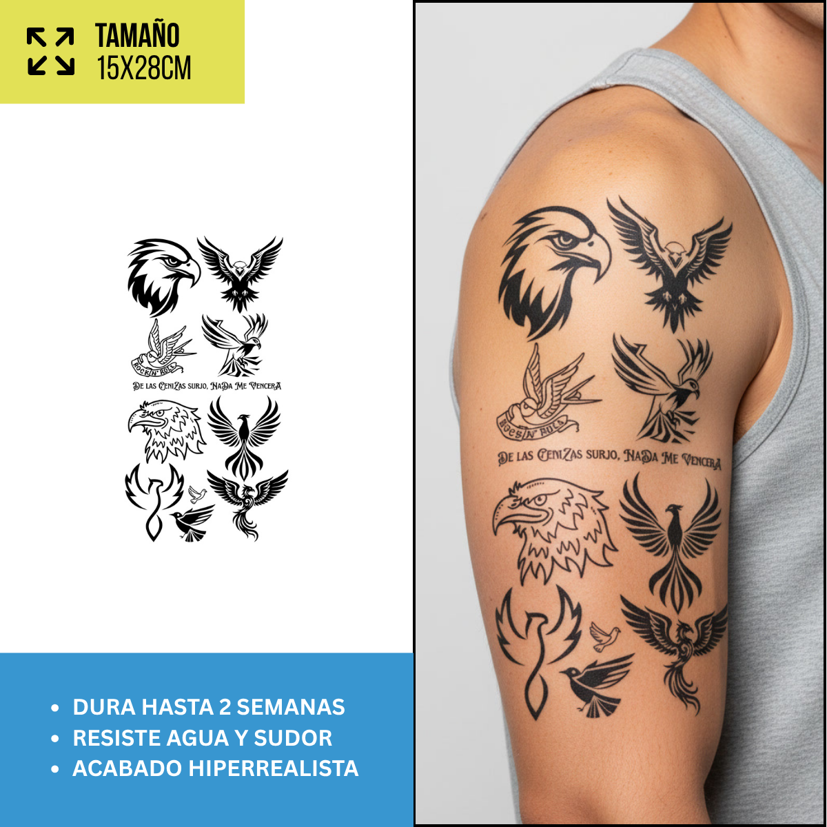 Tatuajes Temporales Animales y Fine Line | Pack recortables