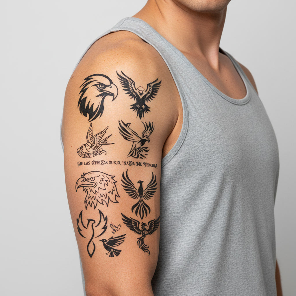 Pack Tatuaje Temporal Aves Fénix