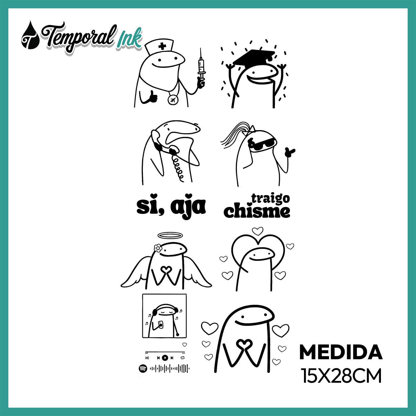 Pack Tatuaje Temporal Personajes Cute