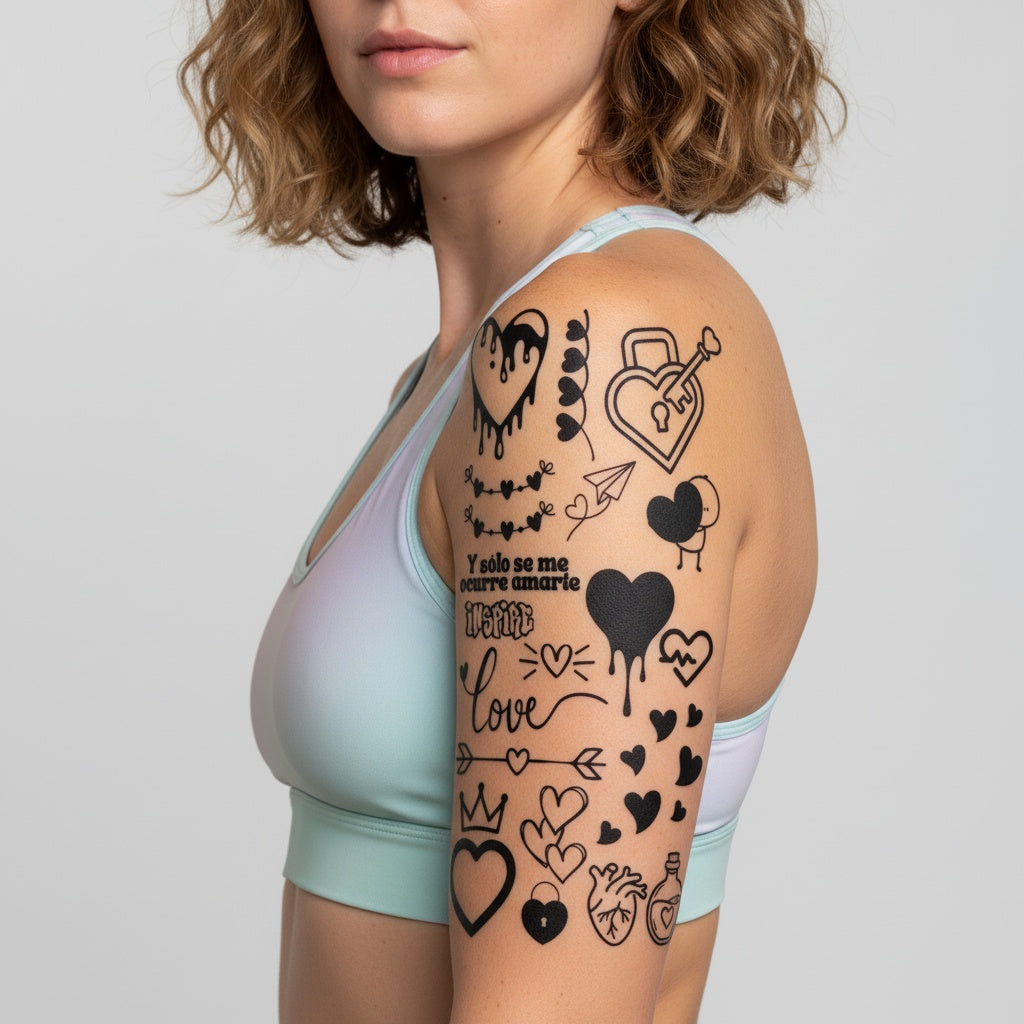 Pack Tatuaje Temporal Love Blackwork