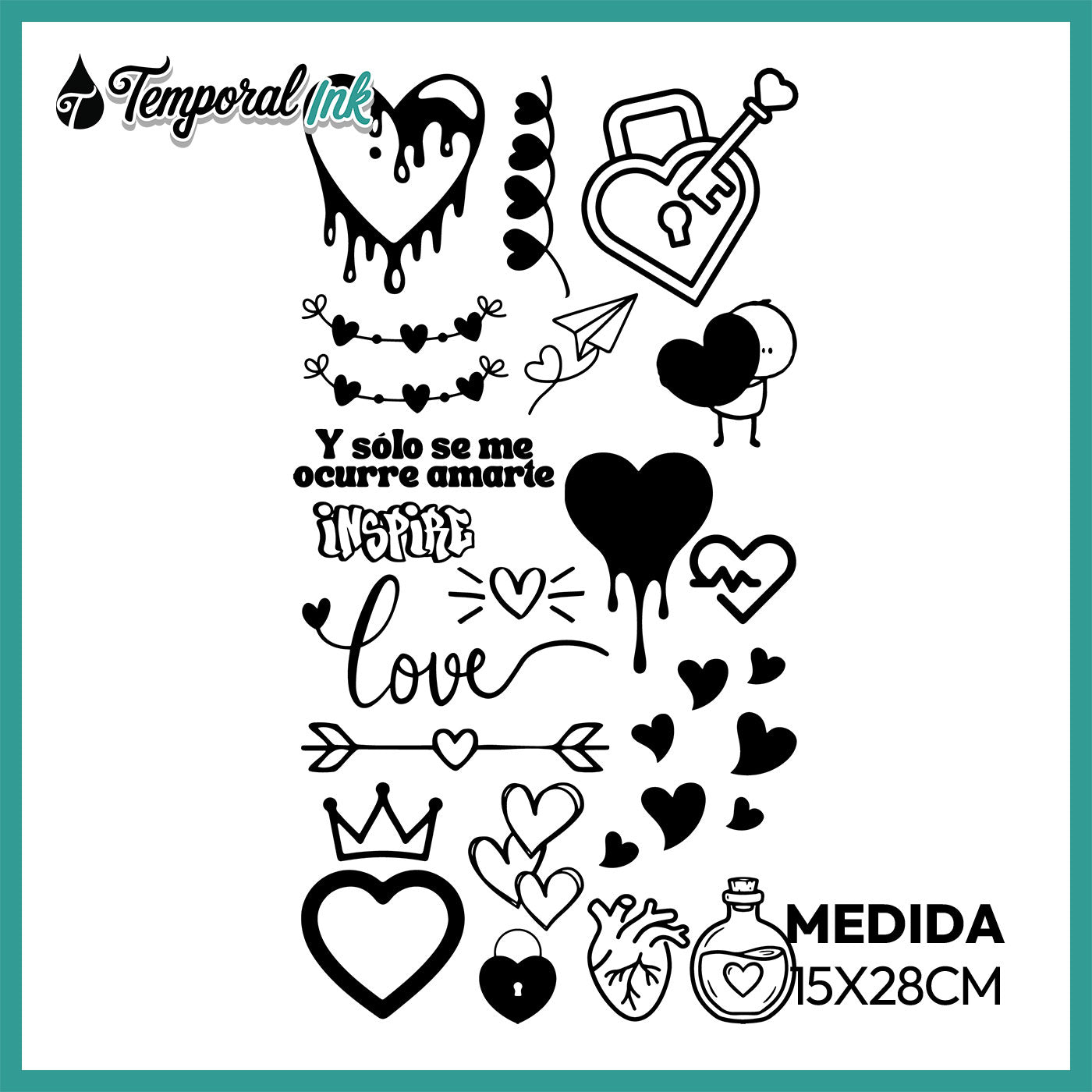 Pack Tatuaje Temporal Love Blackwork