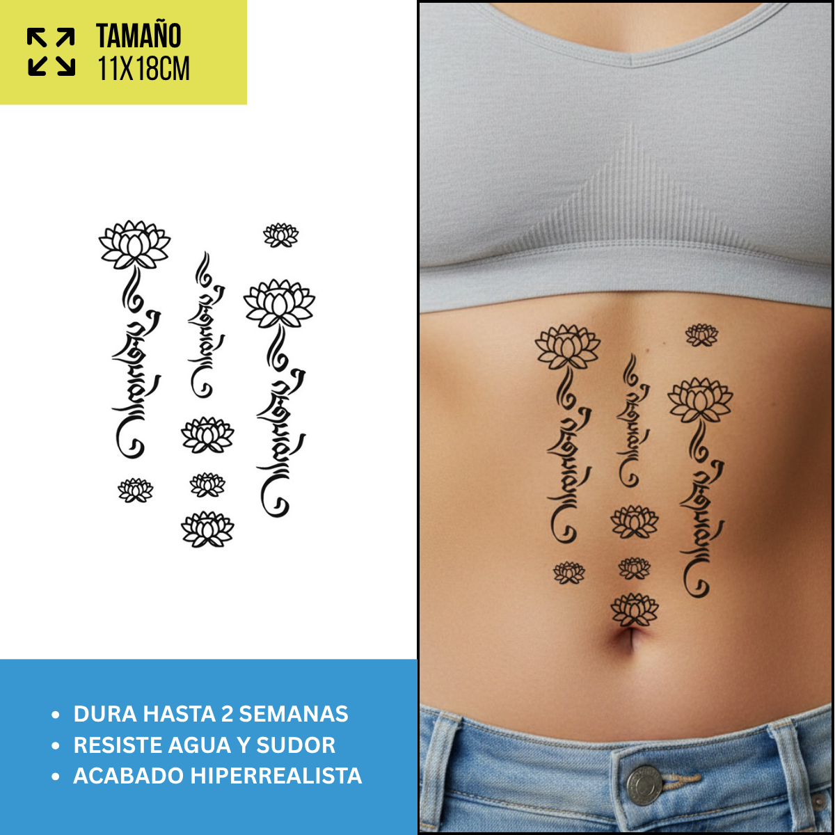 Tatuajes Temporales Florales Fine Line | Diseños Realistas