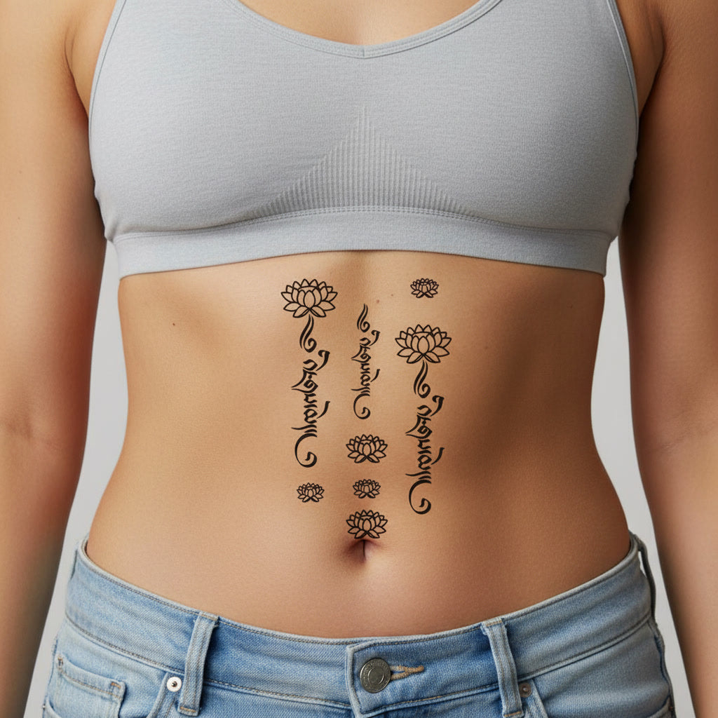 Tatuaje Temporal Flor Loto Sánscrito