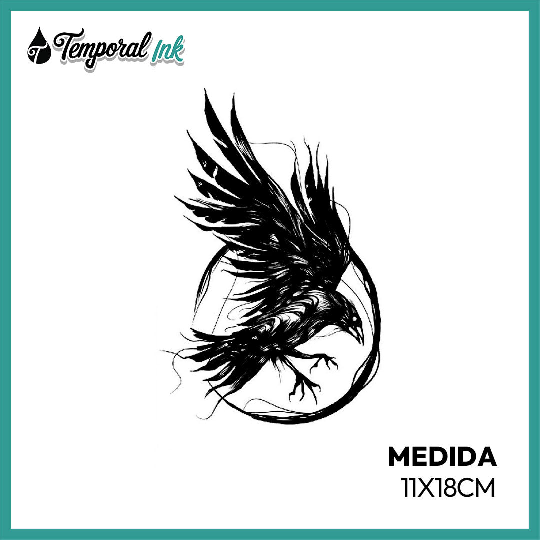 Tatuaje Temporal Cuervo Circular