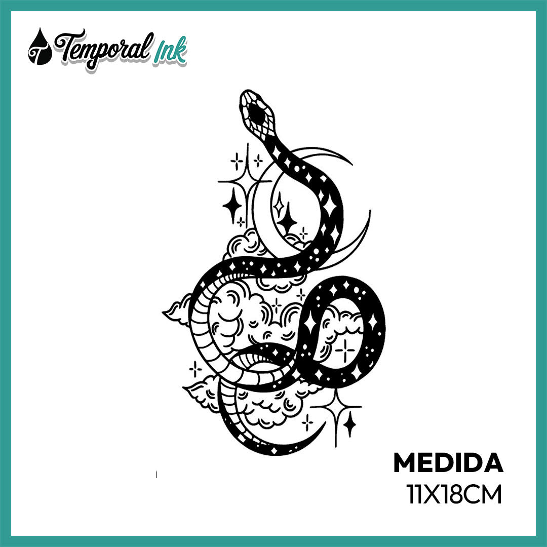 Tatuaje Temporal Serpiente Cósmica